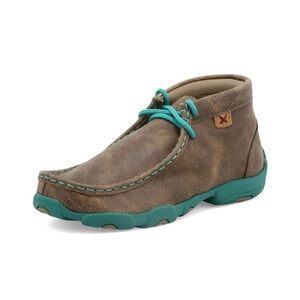 Kids Brown and Teal Moccasin Shoes Twisted X 6m ydm0017